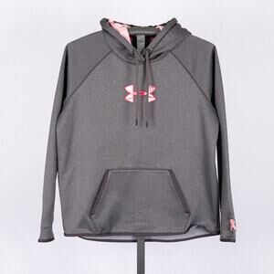 Under Armour x Real Tree Hoodie Gray w/ Pink Breast Cancer Awareness Logo LARGE